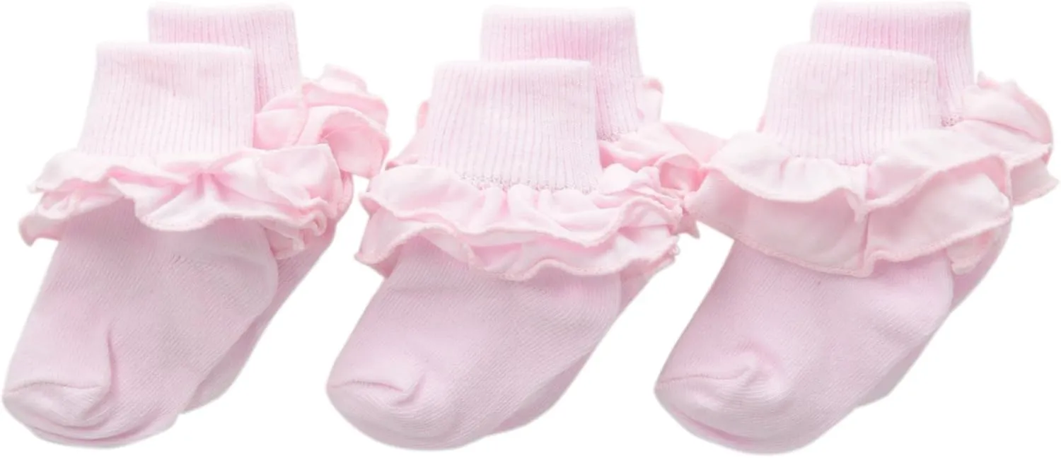 Jefferies Socks Girls 2-6X Misty Ruffle Turn Cuff 3 Pair Pack Socks