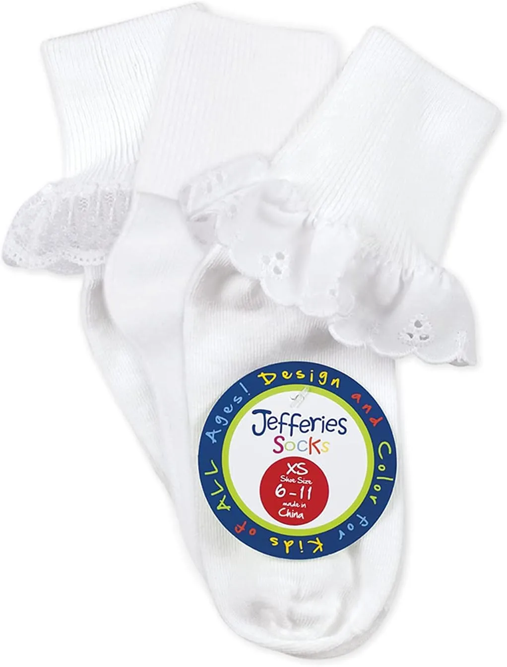 Jefferies Socks Girls Lace Ruffle Princess Tutu School Dress Turn Cuff Socks 6 Pair Pack