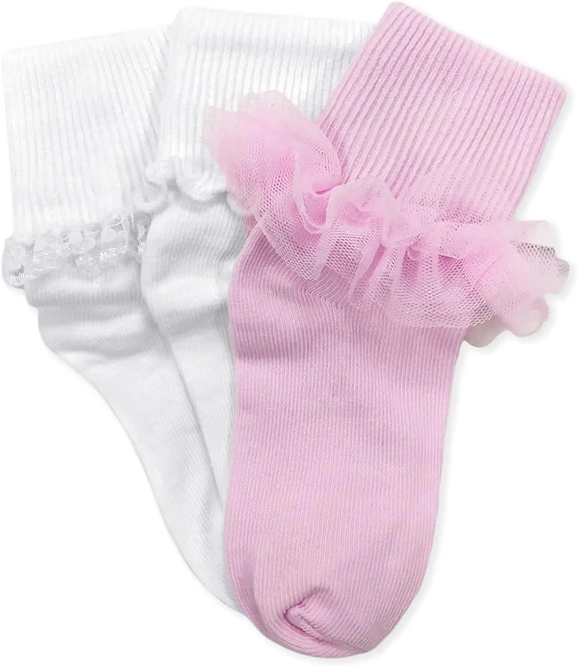 Jefferies Socks Girls Lace Ruffle Princess Tutu School Dress Turn Cuff Socks 6 Pair Pack