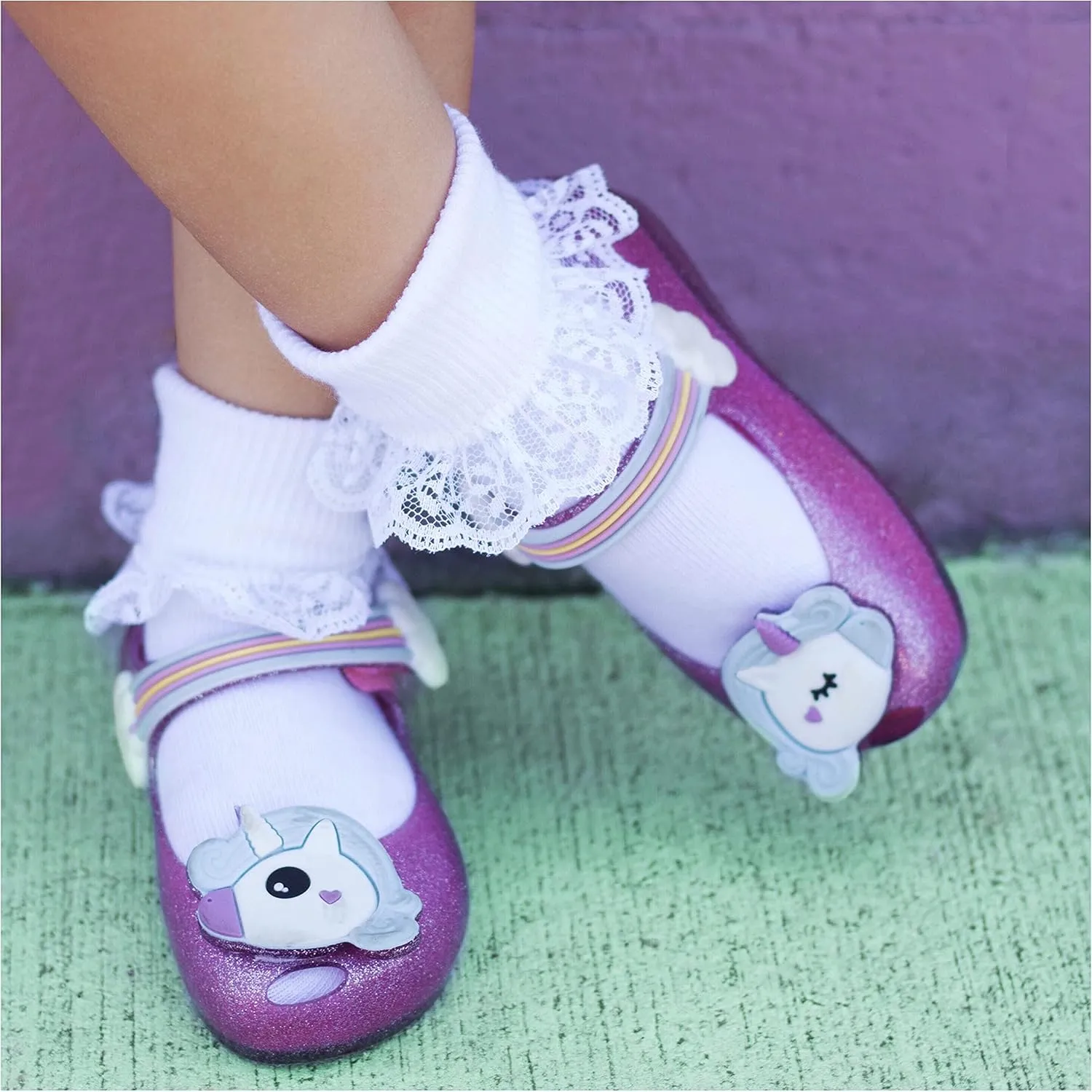 Jefferies Socks Girls Lace Ruffle Princess Tutu School Dress Turn Cuff Socks 6 Pair Pack