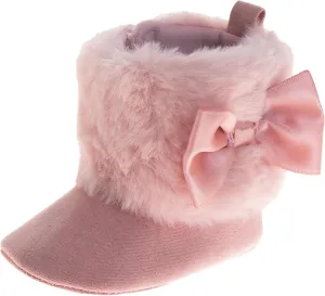 Josmo Baby Girl Boots Newborn Shoes Winter Snow Bowknot Anti-Slip Soft Sole Warm Prewalker Booties Size 1-4 Infant