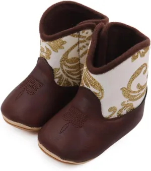 Kids Ankle Boots Leather Western Boots Cowboy Bootie Soft Sole Non Slip Shoes For Baby Infant Toddler Walking Boot