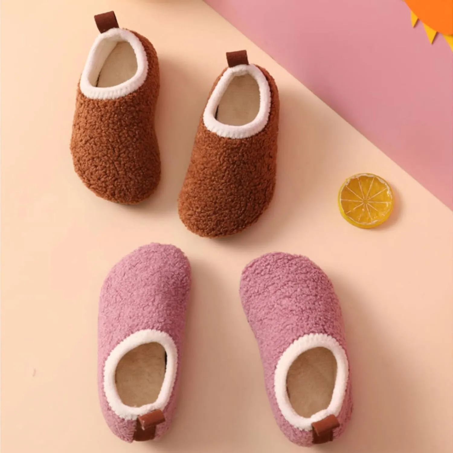 Kids Boys Girls Slippers House Booties Winter Indoor Warm Shoes Non Slip Sole Slippers Soft Plush Furry House Slip
