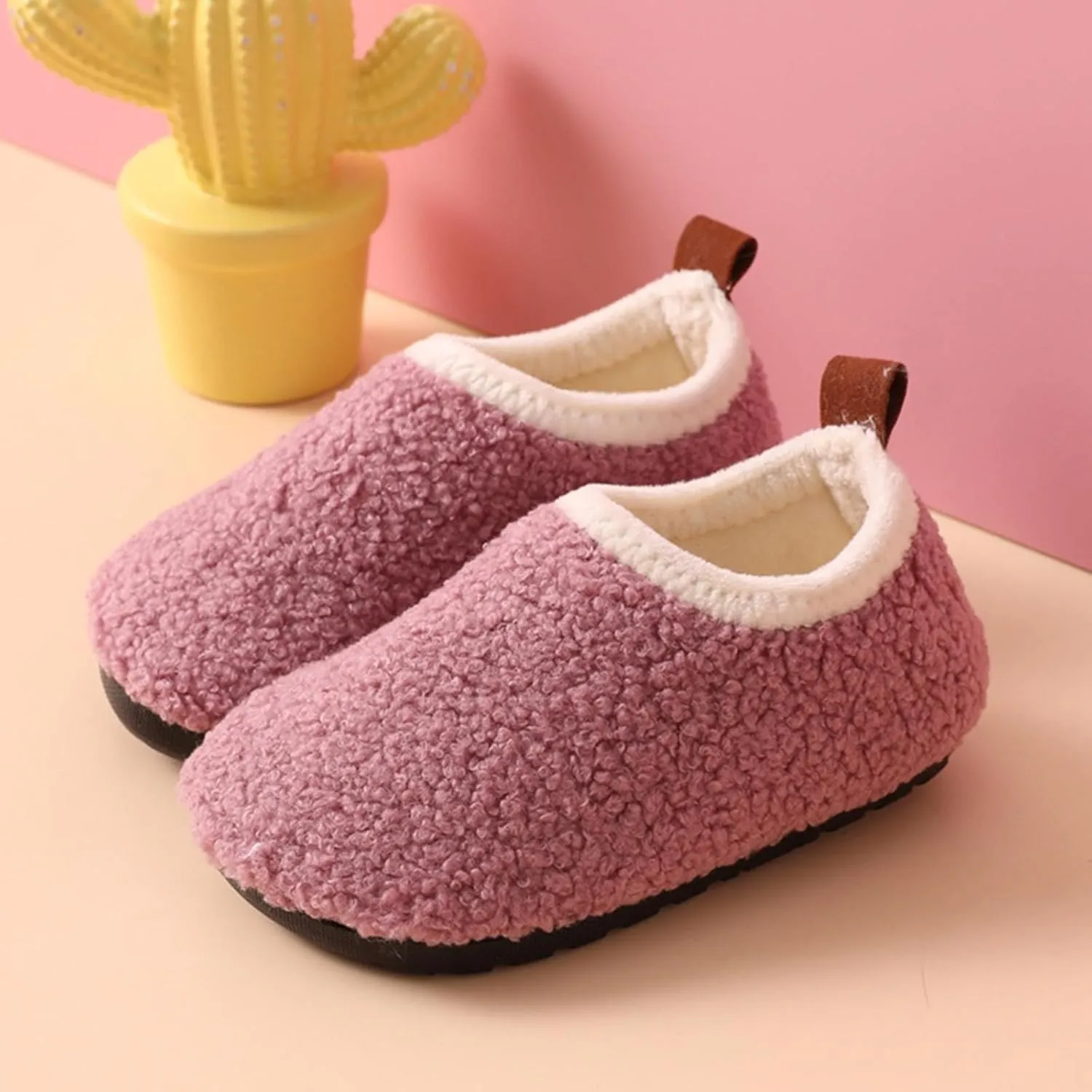 Kids Boys Girls Slippers House Booties Winter Indoor Warm Shoes Non Slip Sole Slippers Soft Plush Furry House Slip