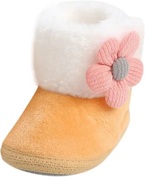 Kids Girl Warm Fuzzy Lined Soft Boots Baby Newborn Winter Ankle Non-Slip Rubber Sole Toddler Winter Snow rib Shoes