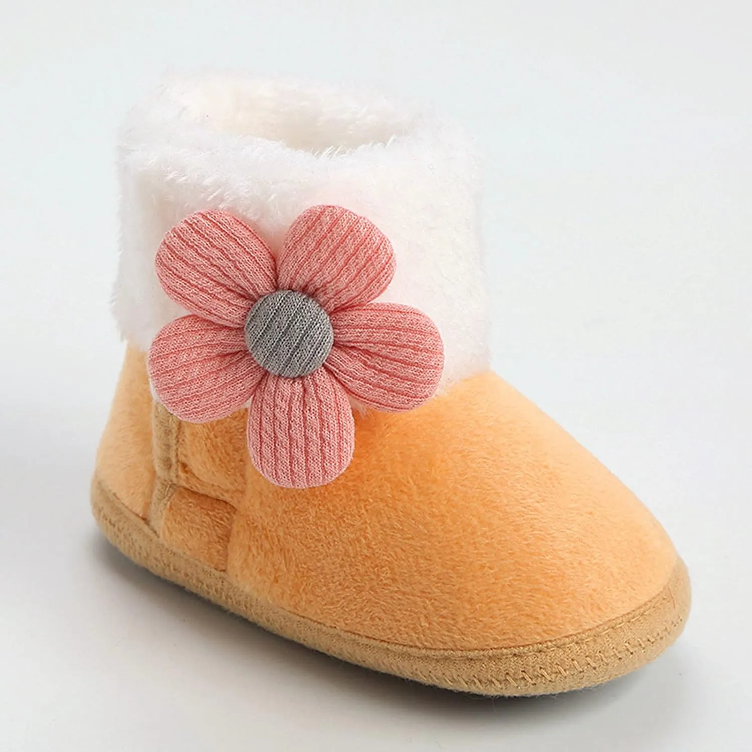 Kids Girl Warm Fuzzy Lined Soft Boots Baby Newborn Winter Ankle Non-Slip Rubber Sole Toddler Winter Snow rib Shoes