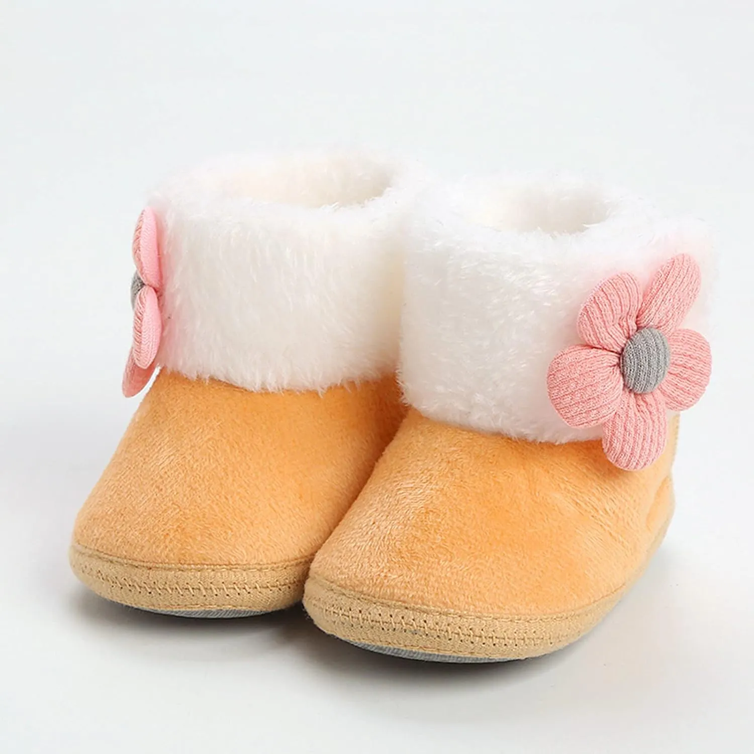 Kids Girl Warm Fuzzy Lined Soft Boots Baby Newborn Winter Ankle Non-Slip Rubber Sole Toddler Winter Snow rib Shoes