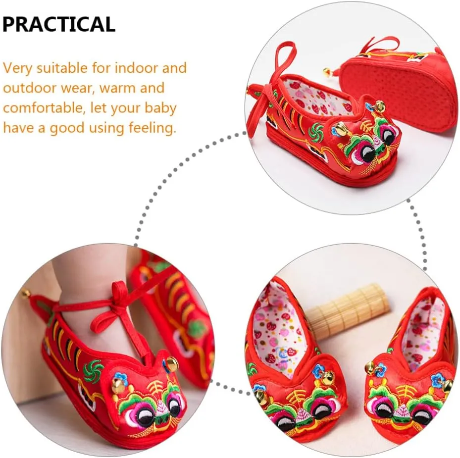 Kisangel Animal Asian Sock Baby Tiger Shoes Chinese New Year Shoes Newborn Infant Boy Girl Shoes Lovely Tiger Head Shoes for Traditional Spring Festival Party Decor 16 Asian Lion Shoe