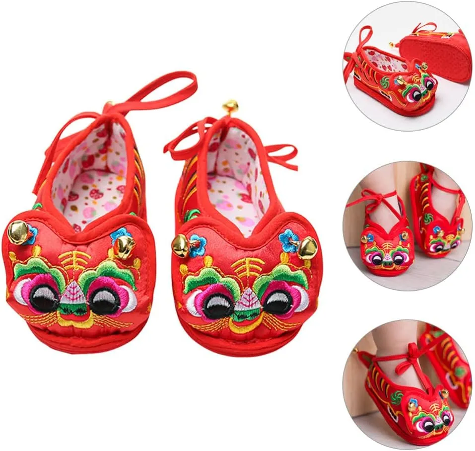 Kisangel Animal Asian Sock Baby Tiger Shoes Chinese New Year Shoes Newborn Infant Boy Girl Shoes Lovely Tiger Head Shoes for Traditional Spring Festival Party Decor 16 Asian Lion Shoe