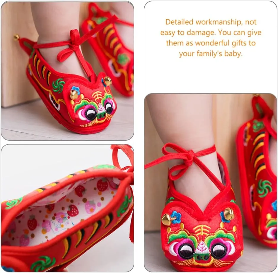 Kisangel Animal Asian Sock Baby Tiger Shoes Chinese New Year Shoes Newborn Infant Boy Girl Shoes Lovely Tiger Head Shoes for Traditional Spring Festival Party Decor 16 Asian Lion Shoe