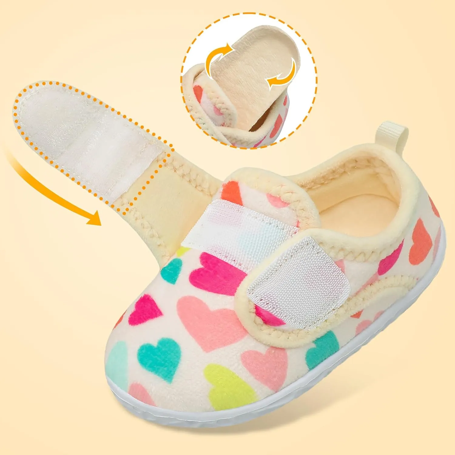 L-RUN Toddler Slippers for Girls Boys Warm Household Shoes Kids Winter Slippers with Microfleece Lining for Indoor Outdoor
