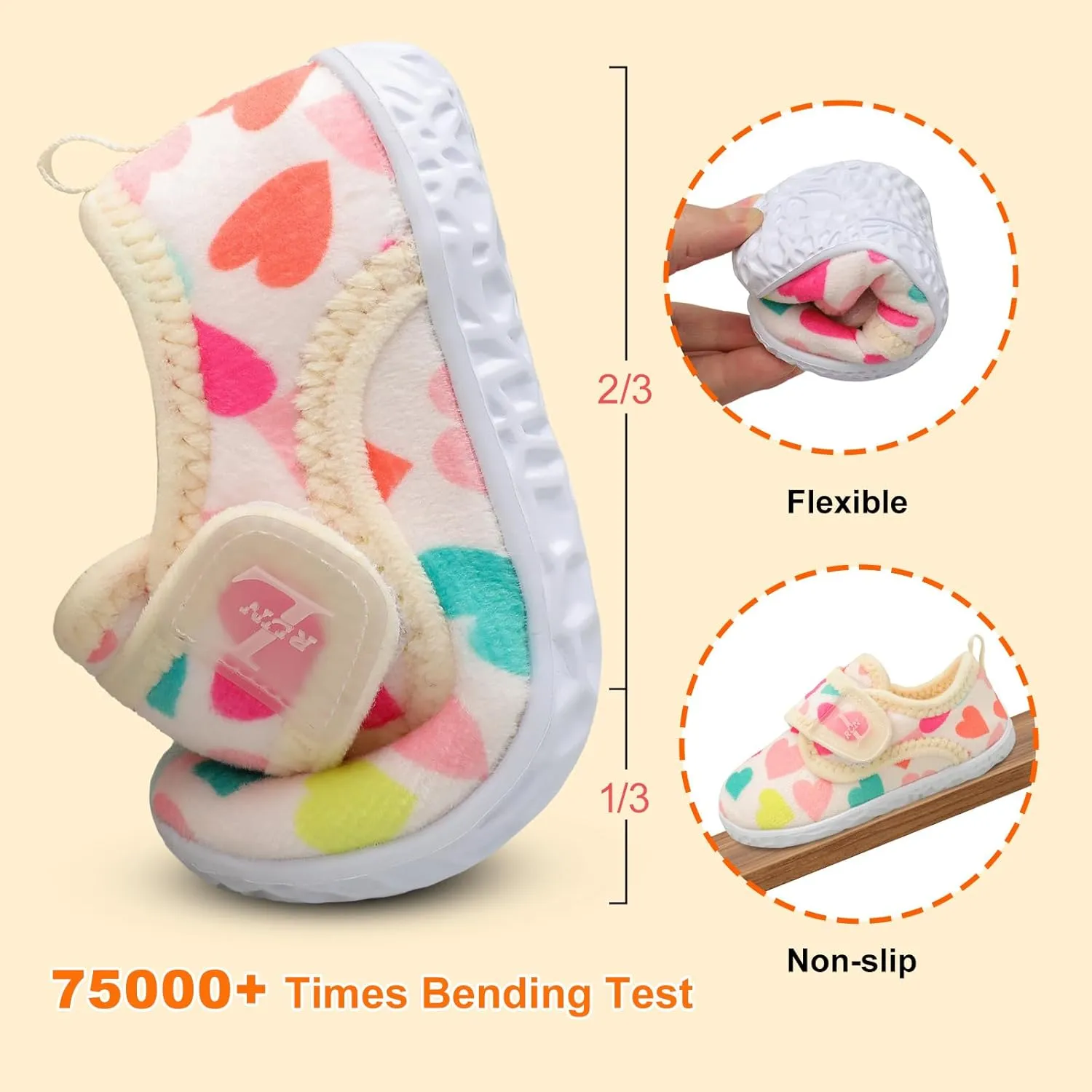 L-RUN Toddler Slippers for Girls Boys Warm Household Shoes Kids Winter Slippers with Microfleece Lining for Indoor Outdoor