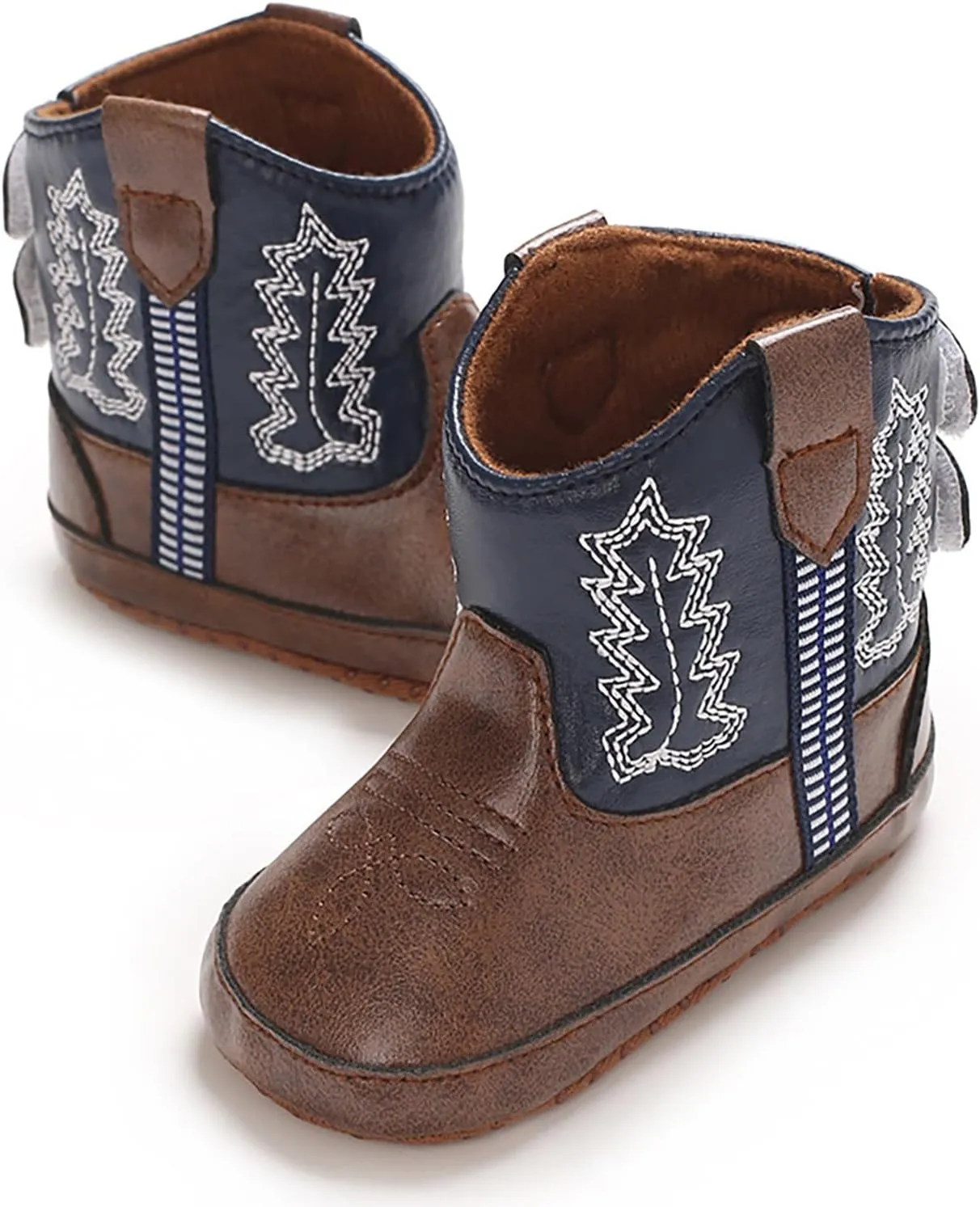 Leather Western Boots Cowboy Bootie Soft Sole Non-Slip Shoes for Baby Infant Toddler Girls Boys Newborn