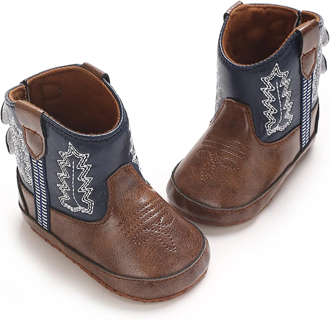 Leather Western Boots Cowboy Bootie Soft Sole Non-Slip Shoes for Baby Infant Toddler Girls Boys Newborn