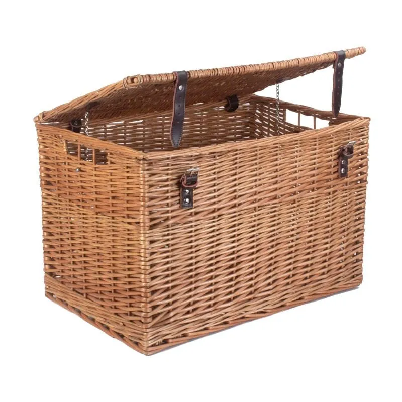 Lidded Storage Hamper "24 with Leather Straps 042 by Willow