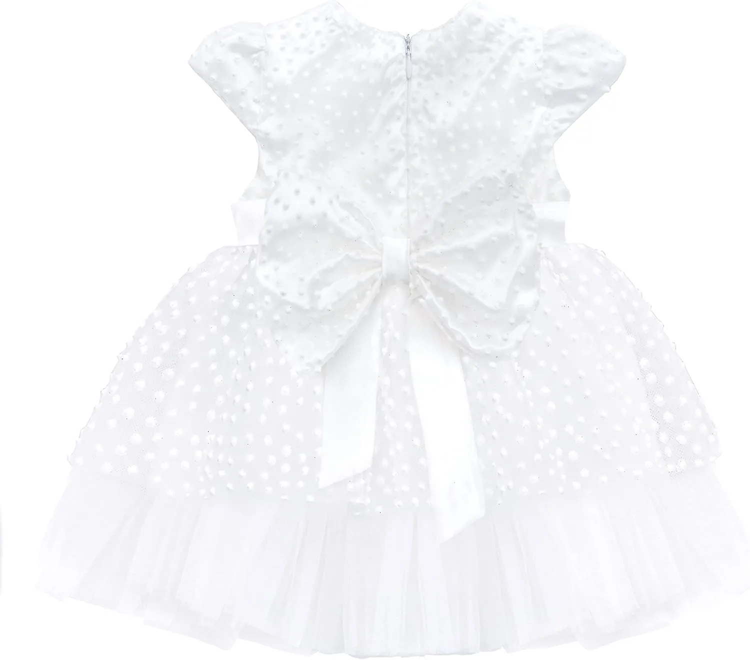 Lilax Baby Girls Glitter Tulle Dress, Sparkle Polka Dots Princess Gown with Matching Headband and Shoes