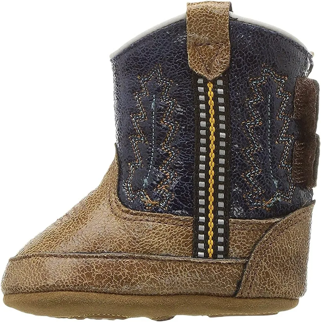 Old West Kids Boots Unisex-Baby Poppets Leather Boots with Velcro Closure