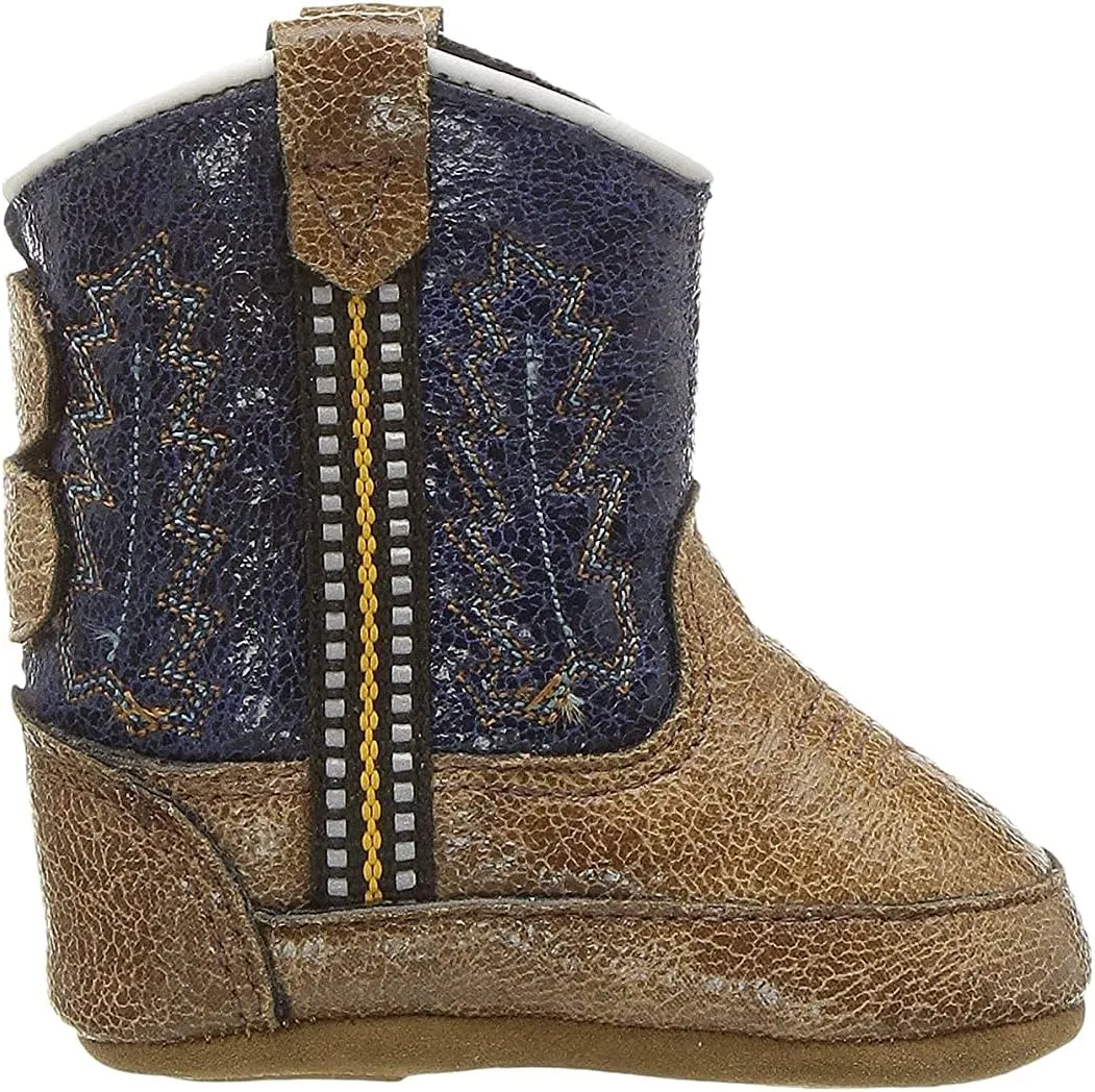 Old West Kids Boots Unisex-Baby Poppets Leather Boots with Velcro Closure