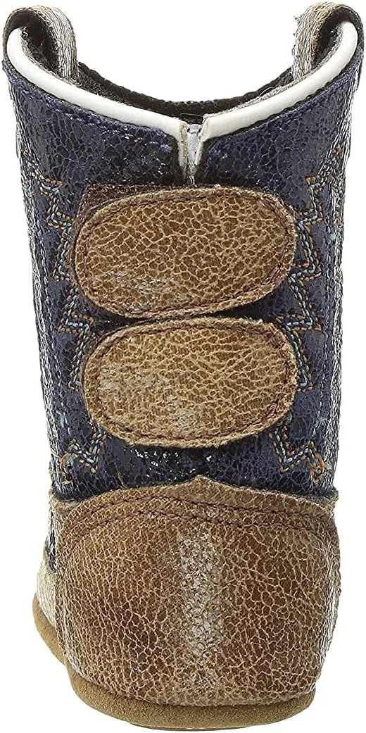 Old West Kids Boots Unisex-Baby Poppets Leather Boots with Velcro Closure