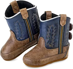 Old West Kids Boots Unisex-Baby Poppets Leather Boots with Velcro Closure