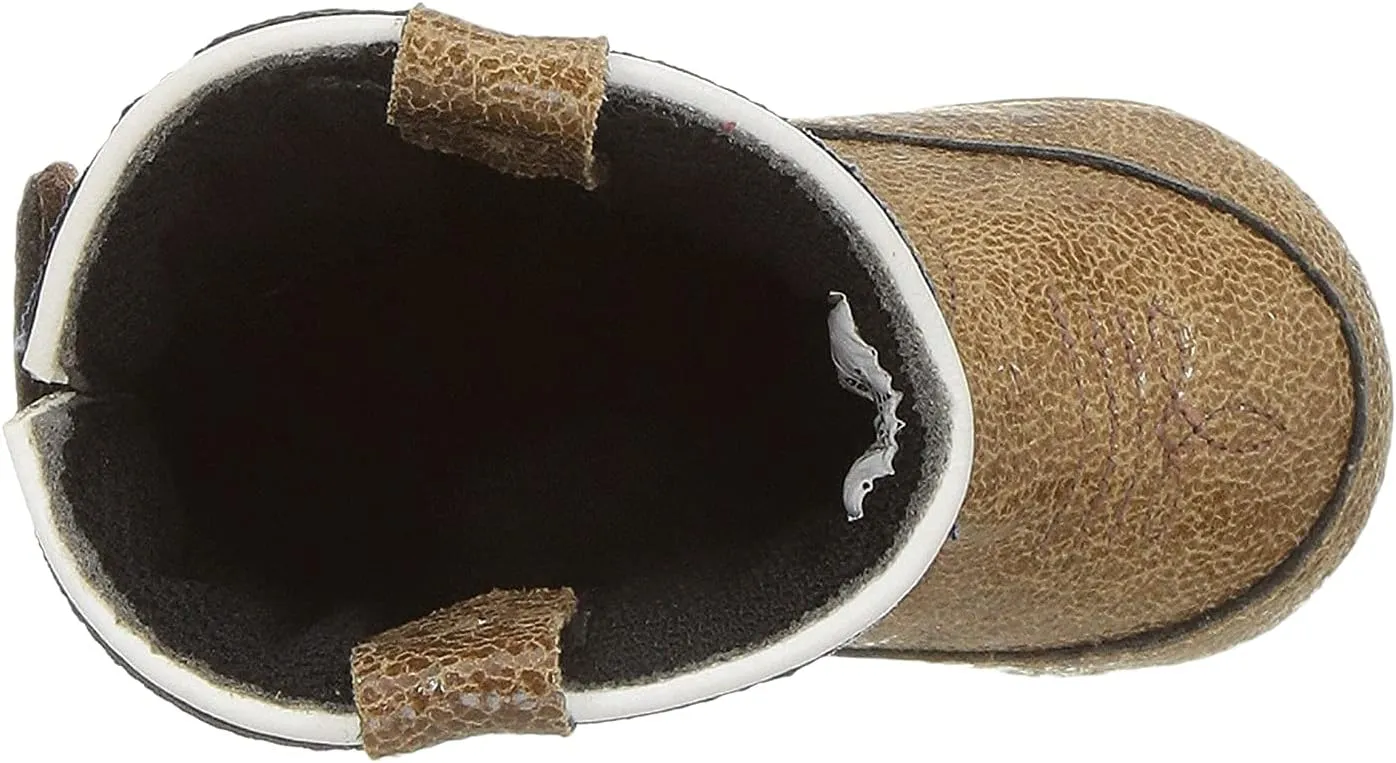 Old West Kids Boots Unisex-Baby Poppets Leather Boots with Velcro Closure