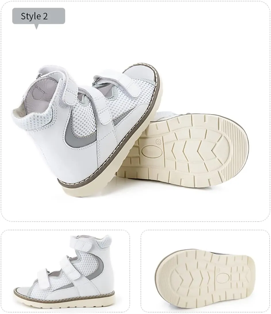 Orthopedic Shoes for Toddlers and Kids, Corrective Summer High Top White Sandals for Children with Arch and Ankle Support