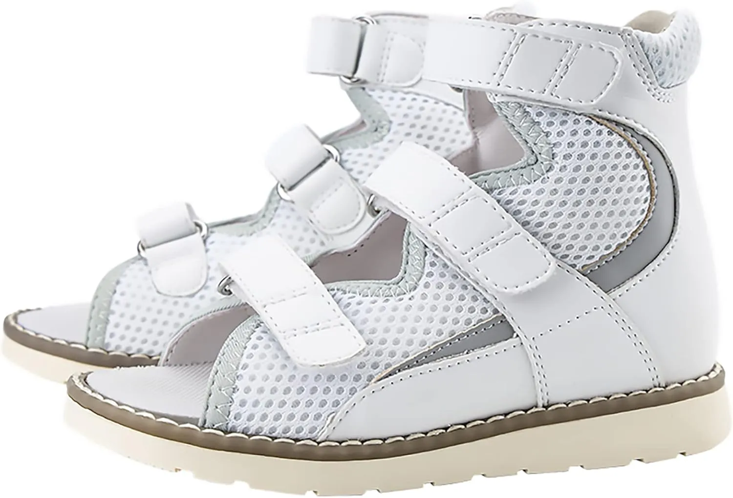 Orthopedic Shoes for Toddlers and Kids, Corrective Summer High Top White Sandals for Children with Arch and Ankle Support