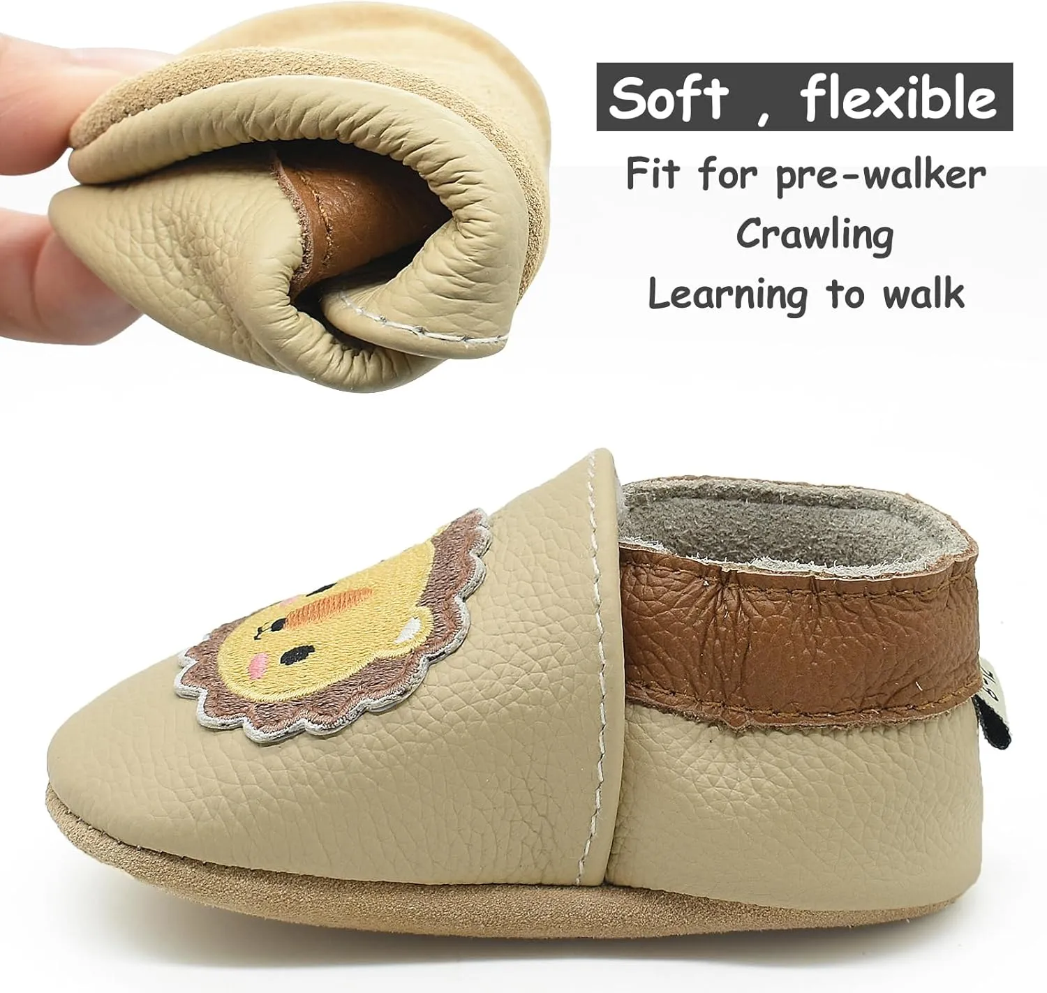 Owlowla Baby Soft Sole Leather Crib Shoes Infant Toddler Pre-Walker Shoes Boy Girl 