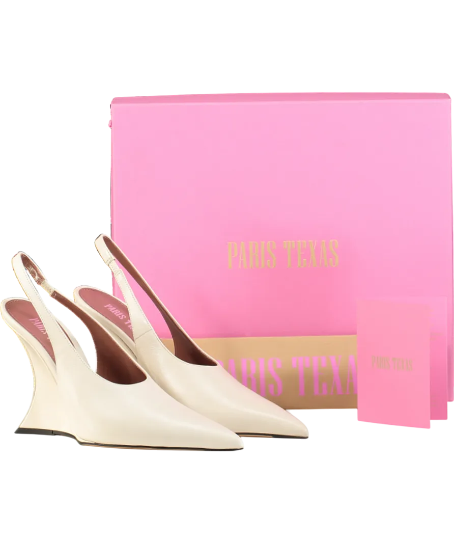 Paris Texas Ivory White Nina 105 Leather Slingback Court Shoes UK 5.5 EU 38.5 