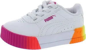 PUMA Carina Neon Fade Ac Baby Girls Shoes Size 7, Color: White/Pink