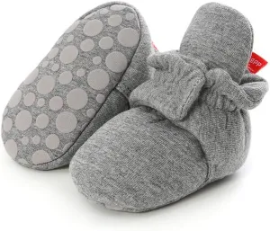 QIETION Newborn Baby Boys Girls Soft Fleece Booties Warm Slippers First Walkers Cozy Winter Sock Shoes Infant Crib Booties with Non Skid Bottom 0-18Month