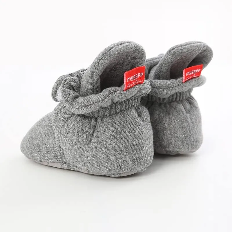 QIETION Newborn Baby Boys Girls Soft Fleece Booties Warm Slippers First Walkers Cozy Winter Sock Shoes Infant Crib Booties with Non Skid Bottom 0-18Month