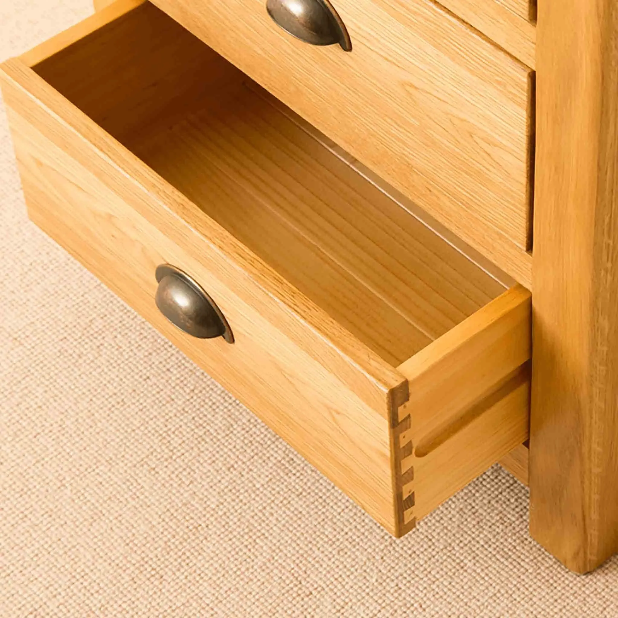 Roseland Oak 5 Drawer Tallboy Chest
