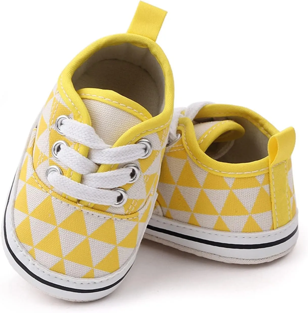 sfdgfhyf Baby Breathable Shoes Infant Toddler Shoes Soft Sole Plaid Lace Up Casual Shoes Princess Shoes (Yellow, 12-18 Months)