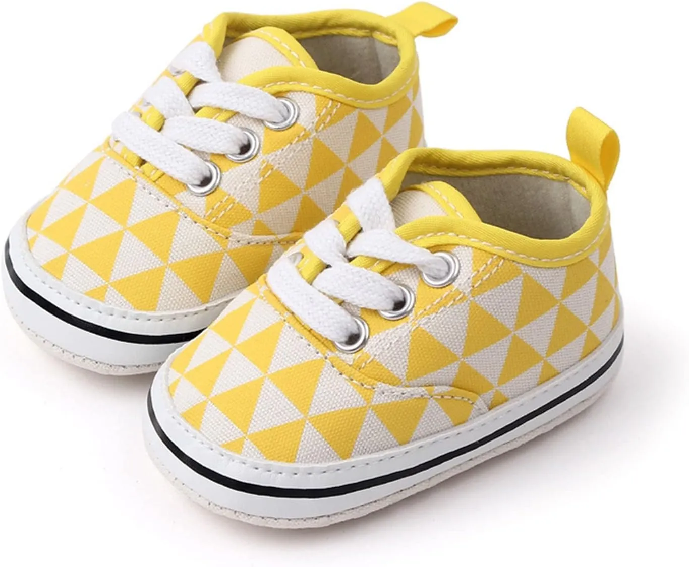 sfdgfhyf Baby Breathable Shoes Infant Toddler Shoes Soft Sole Plaid Lace Up Casual Shoes Princess Shoes (Yellow, 12-18 Months)