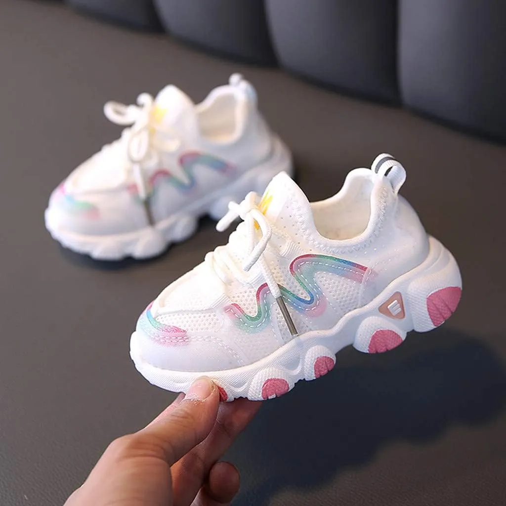 sfdgfhyf Girls Sneaker Baby Soft Up Shoes Toddler Breathable Shoes Infant Kids Girls Lace Mesh Baby Shoes for 1 to 6