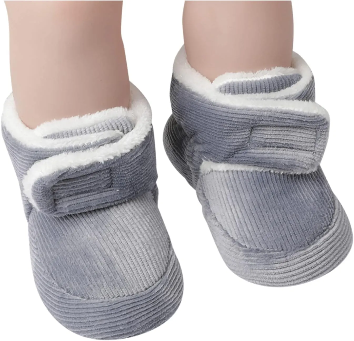 sfdgfhyf Little Kid Flat Sole Shoes Soft Boys Walkers Cotton Boots Shoes Snow Warm Infant First Baby Girls (Grey, 6-12 Months)