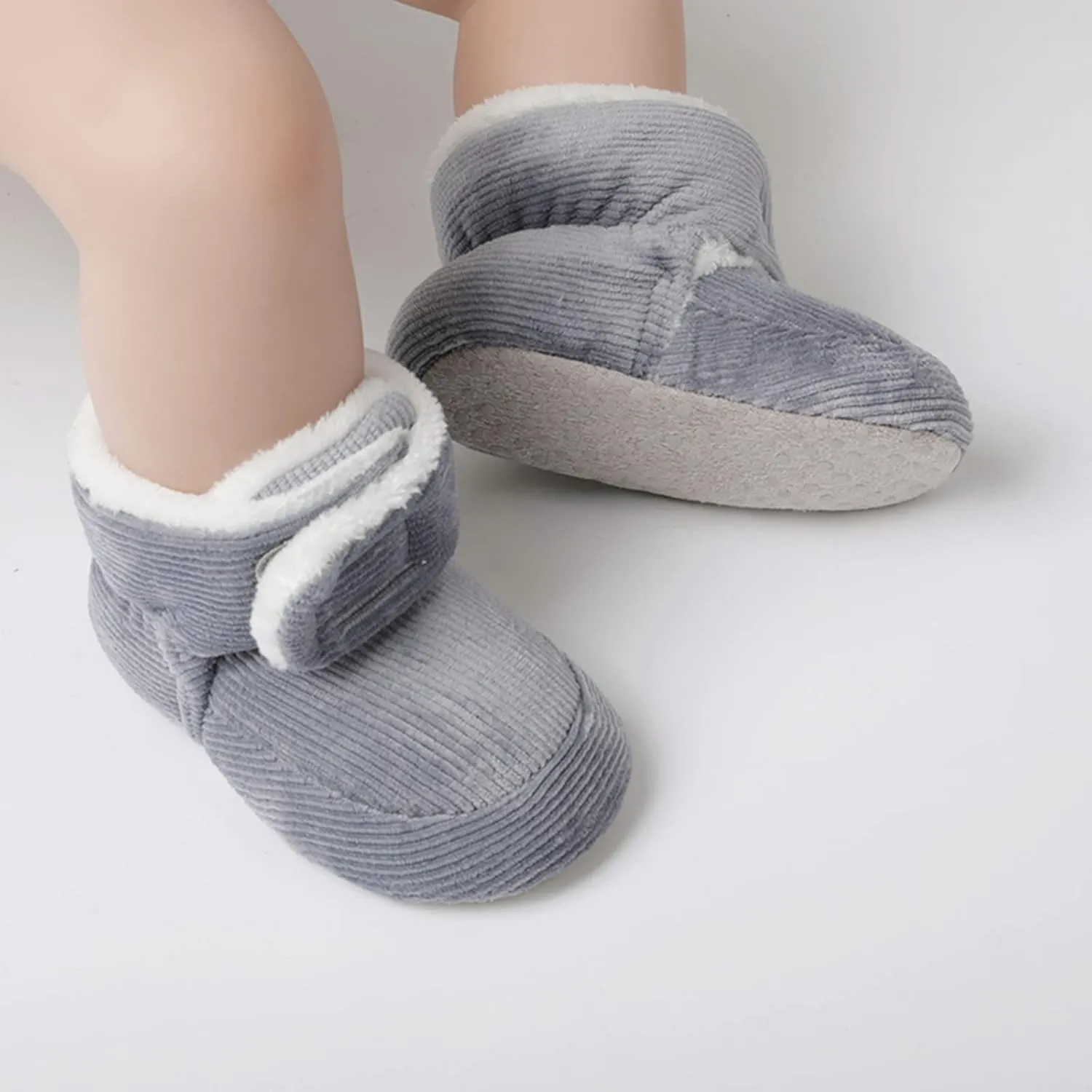 sfdgfhyf Little Kid Flat Sole Shoes Soft Boys Walkers Cotton Boots Shoes Snow Warm Infant First Baby Girls (Grey, 6-12 Months)