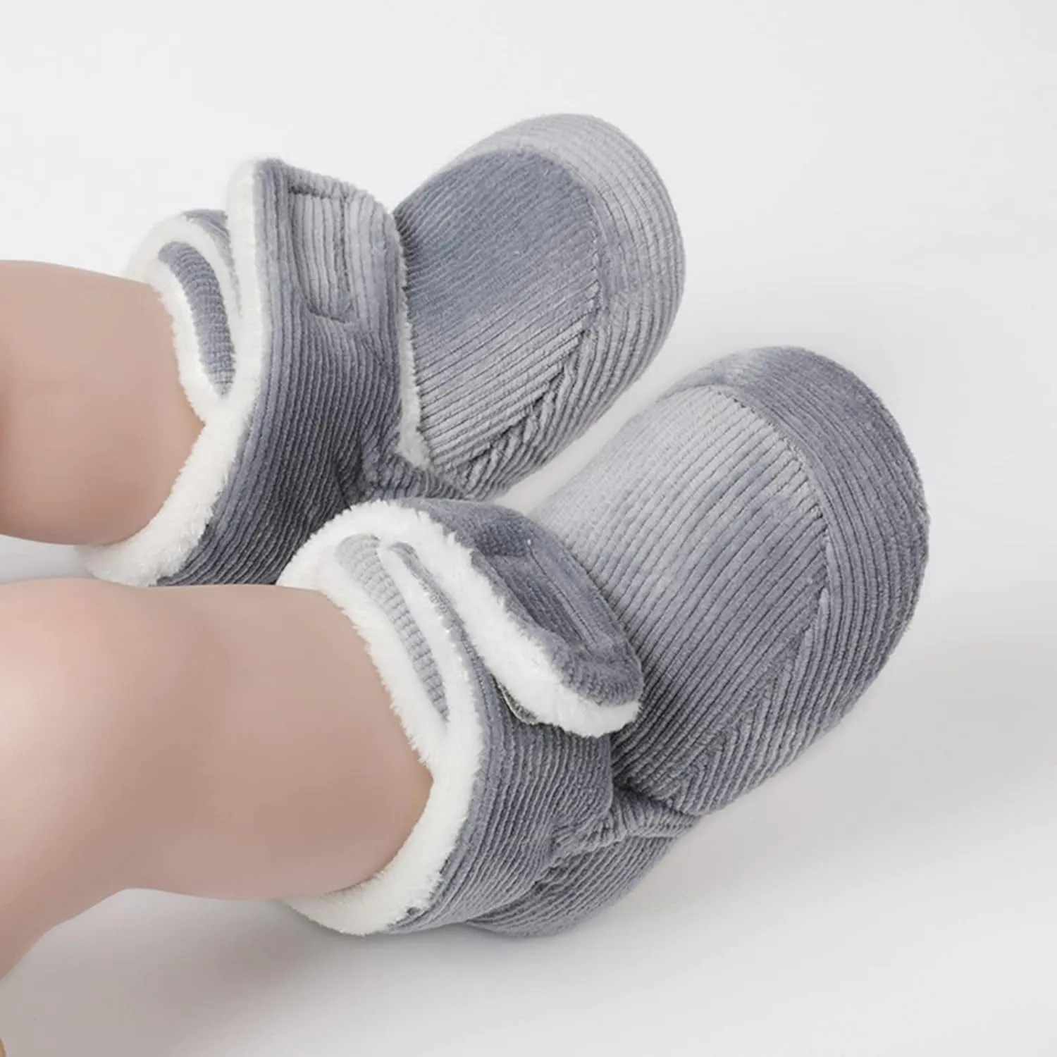 sfdgfhyf Little Kid Flat Sole Shoes Soft Boys Walkers Cotton Boots Shoes Snow Warm Infant First Baby Girls (Grey, 6-12 Months)