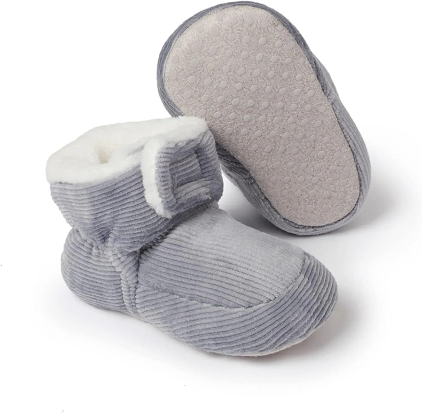 sfdgfhyf Little Kid Flat Sole Shoes Soft Boys Walkers Cotton Boots Shoes Snow Warm Infant First Baby Girls (Grey, 6-12 Months)