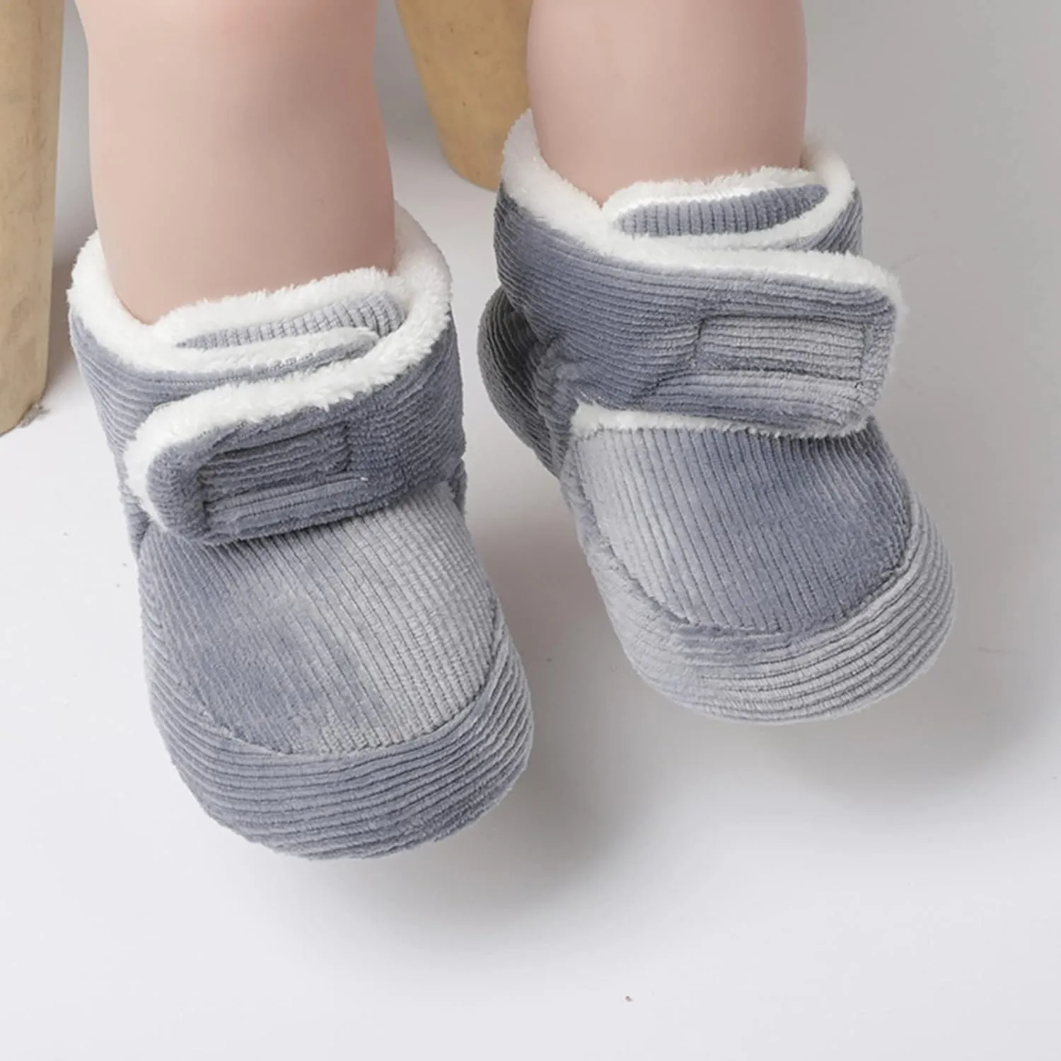 sfdgfhyf Little Kid Flat Sole Shoes Soft Boys Walkers Cotton Boots Shoes Snow Warm Infant First Baby Girls (Grey, 6-12 Months)