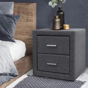 Simple Fabric Bedside Table with 2 Drawers