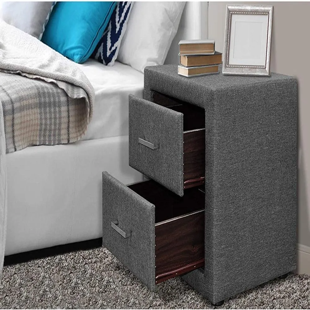 Simple Fabric Bedside Table with 2 Drawers
