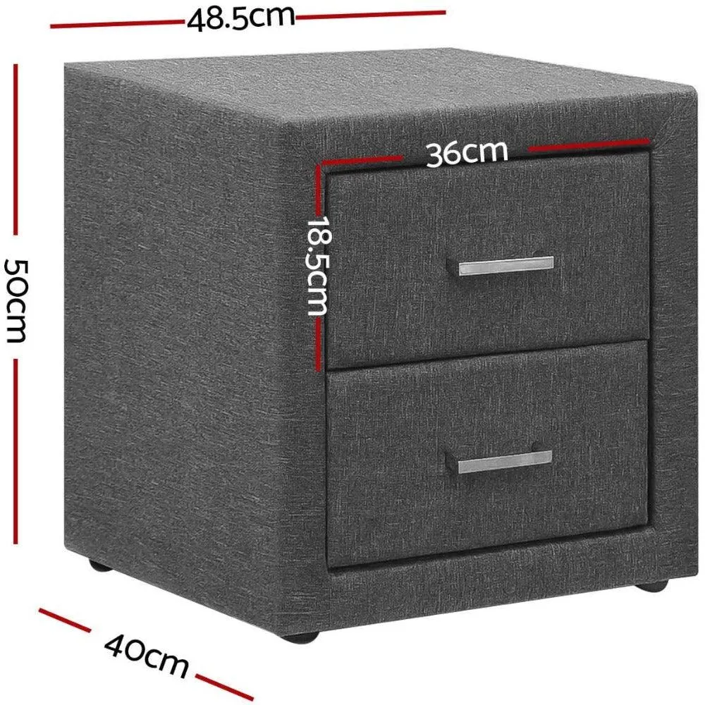 Simple Fabric Bedside Table with 2 Drawers