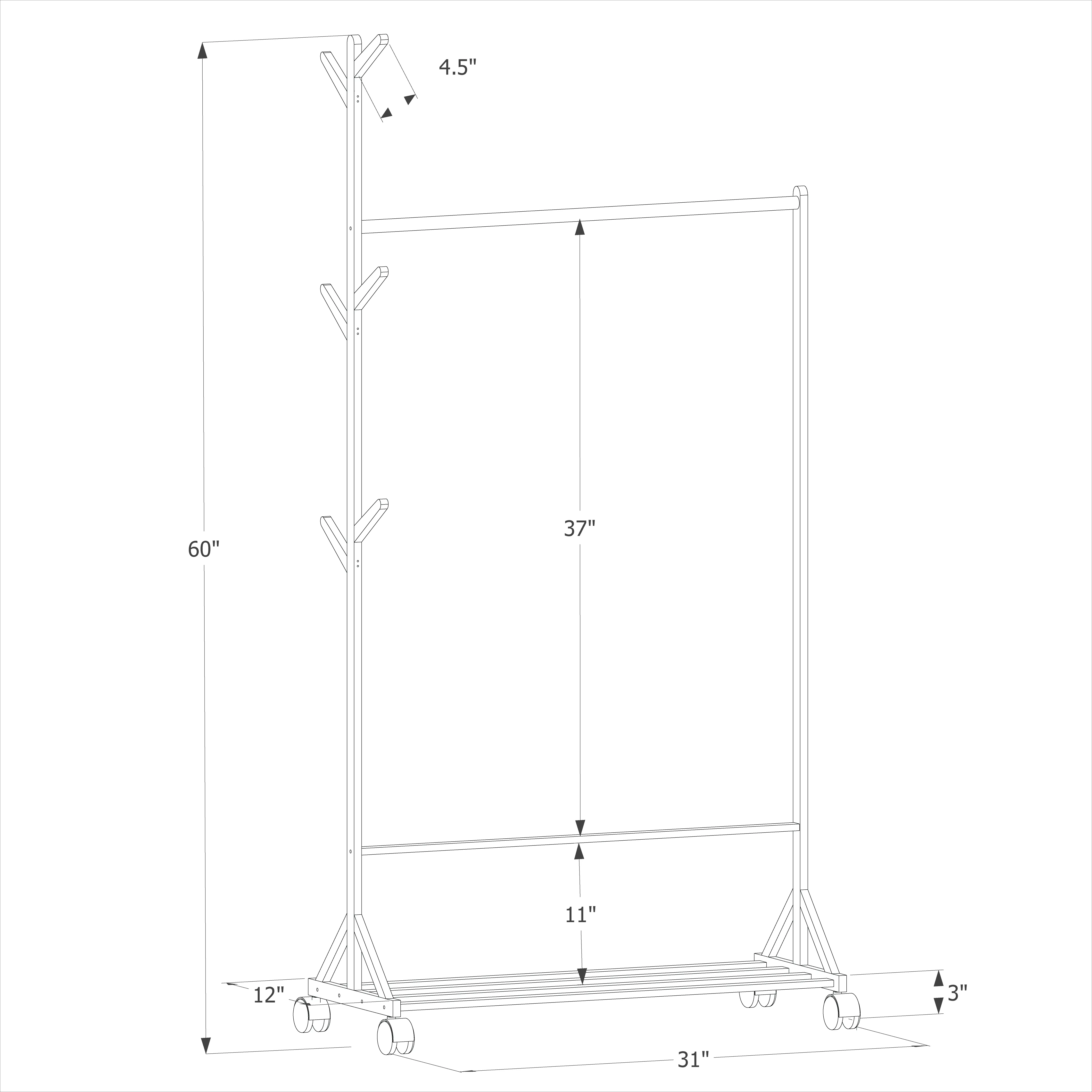 Sliding Garment Clothes Rack - Unequal Top - Brown