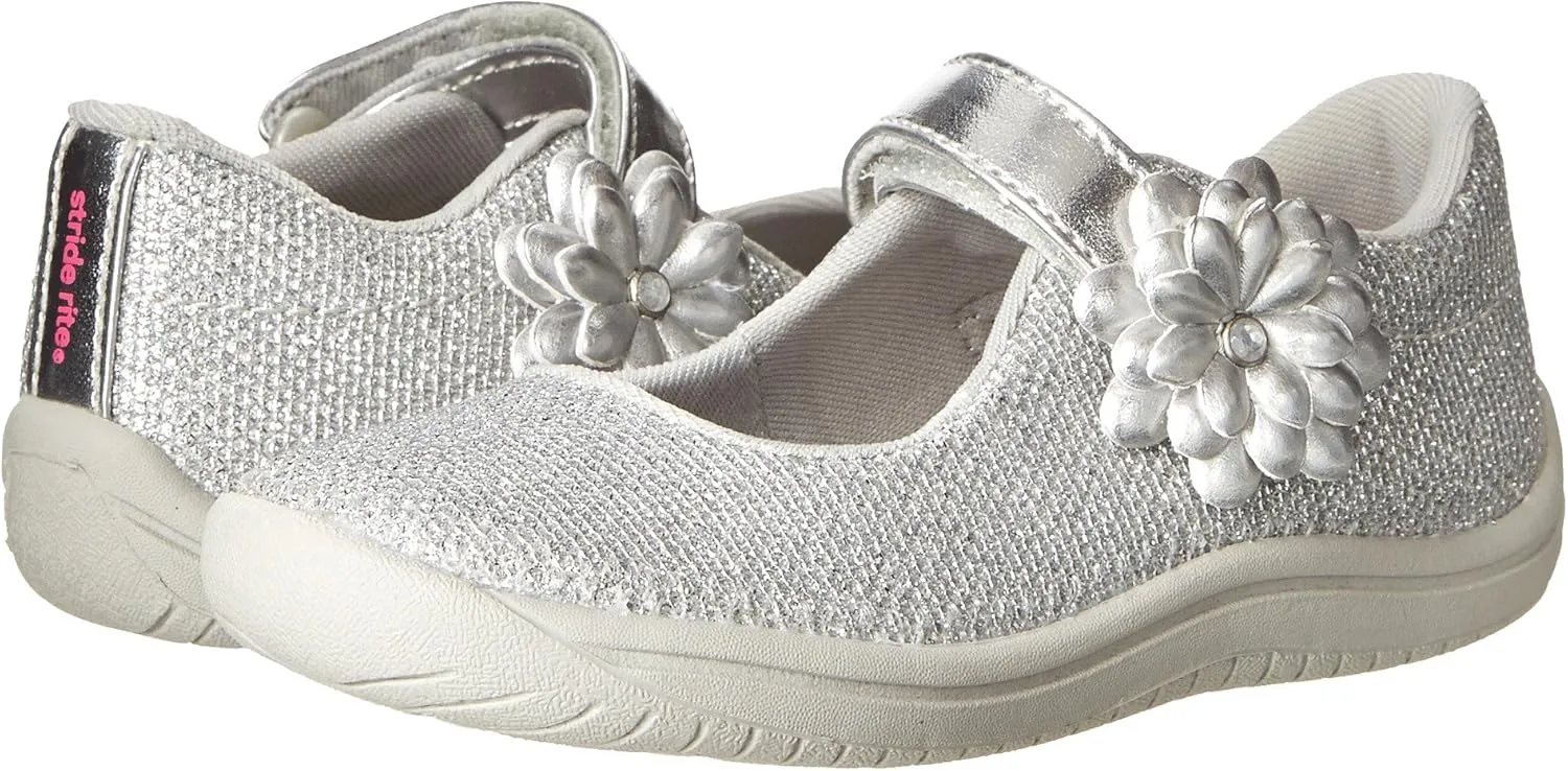 Stride Rite Haylie Mary Jane (Toddler/Little Kid), Silver, 8 Toddler