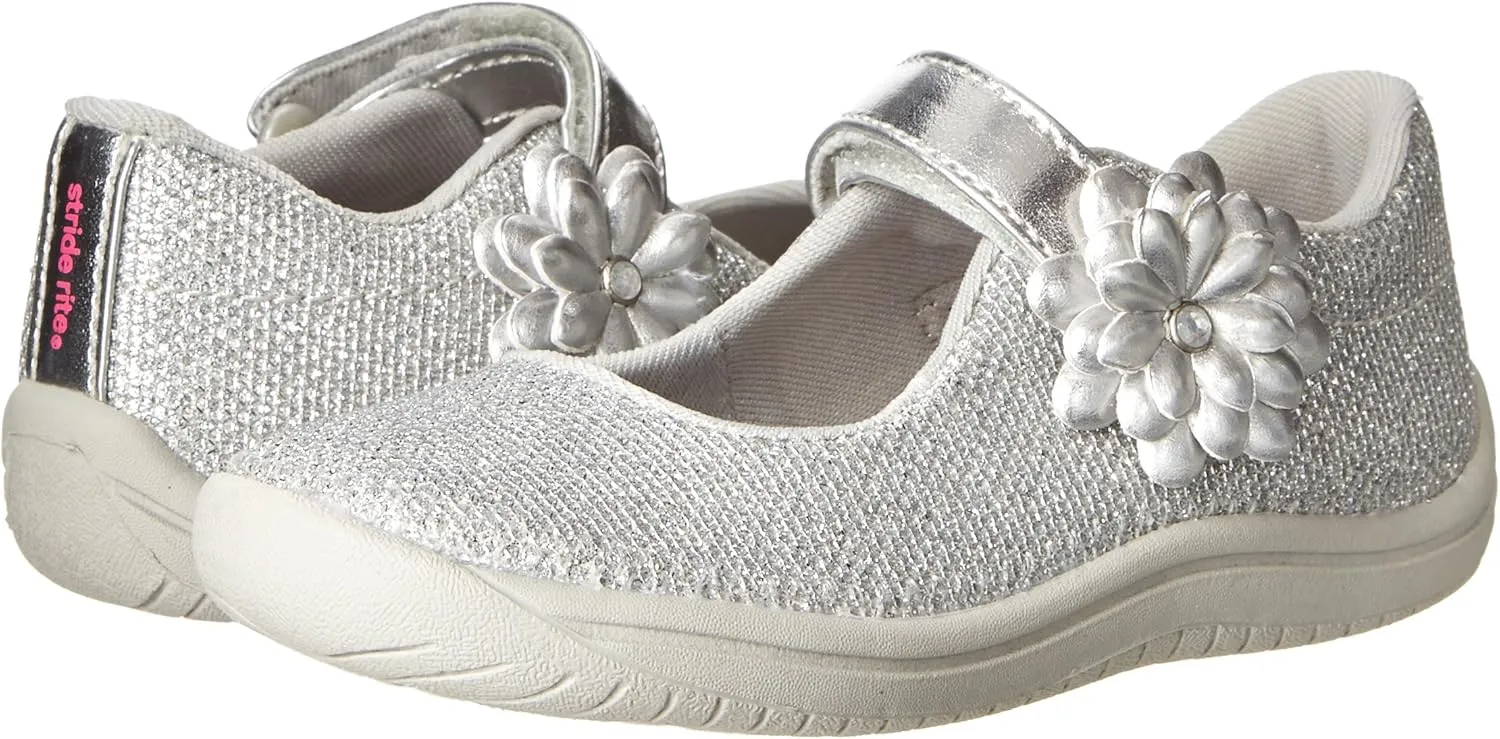 Stride Rite Haylie Mary Jane (Toddler/Little Kid), Silver, 8 Toddler