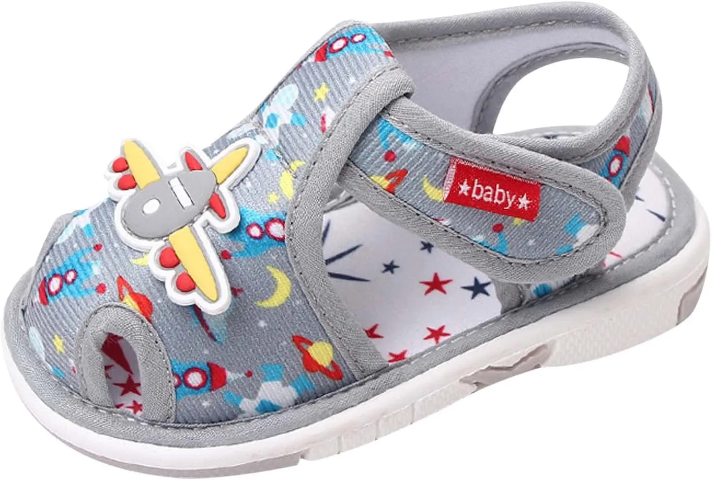 Summer Children Infant infant Shoes Girls Sandals Flat Bottom Non Slio Open Toe Slip Breathable Soft Cartoon Space Pattern Cute Shoes infant Girl
