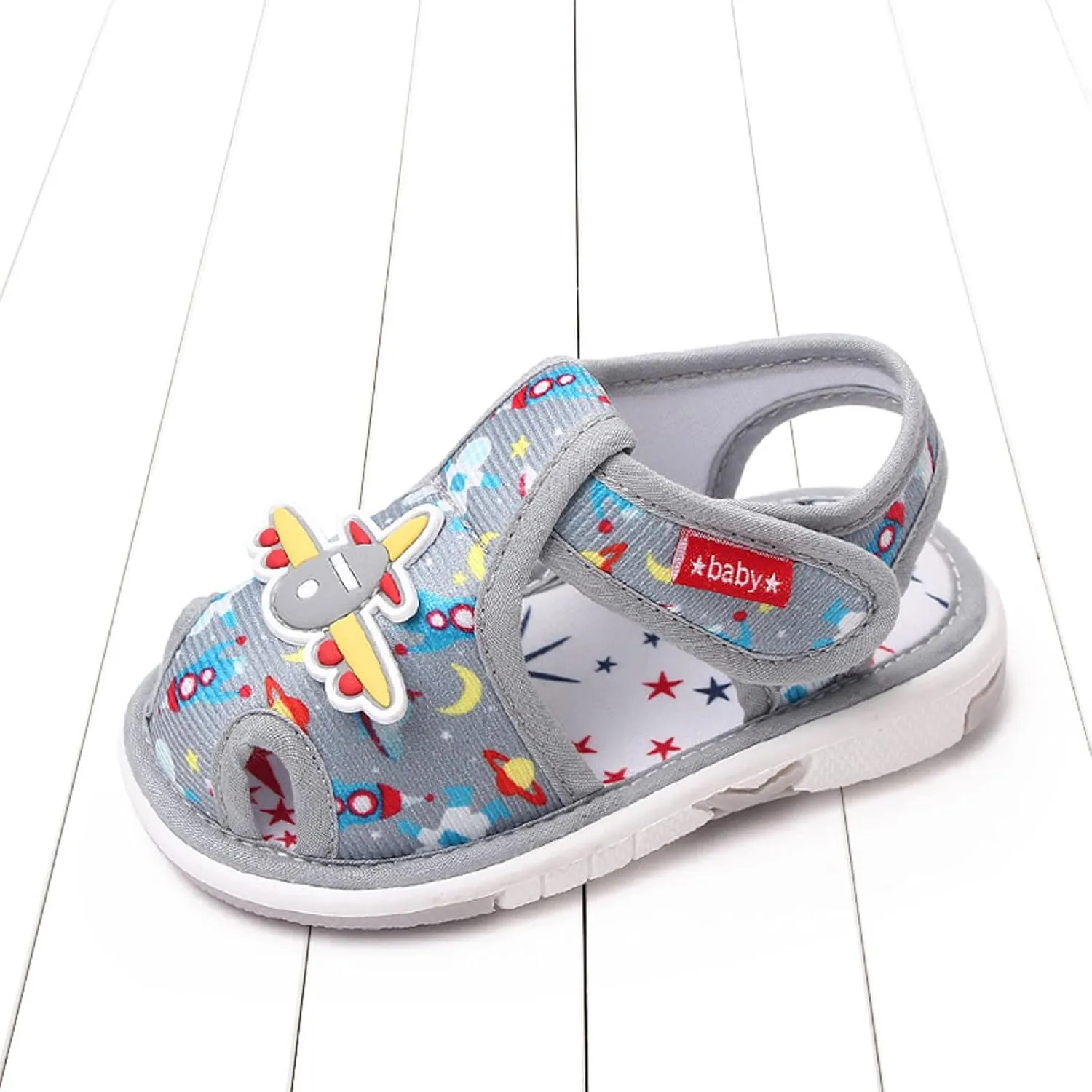 Summer Children Infant infant Shoes Girls Sandals Flat Bottom Non Slio Open Toe Slip Breathable Soft Cartoon Space Pattern Cute Shoes infant Girl