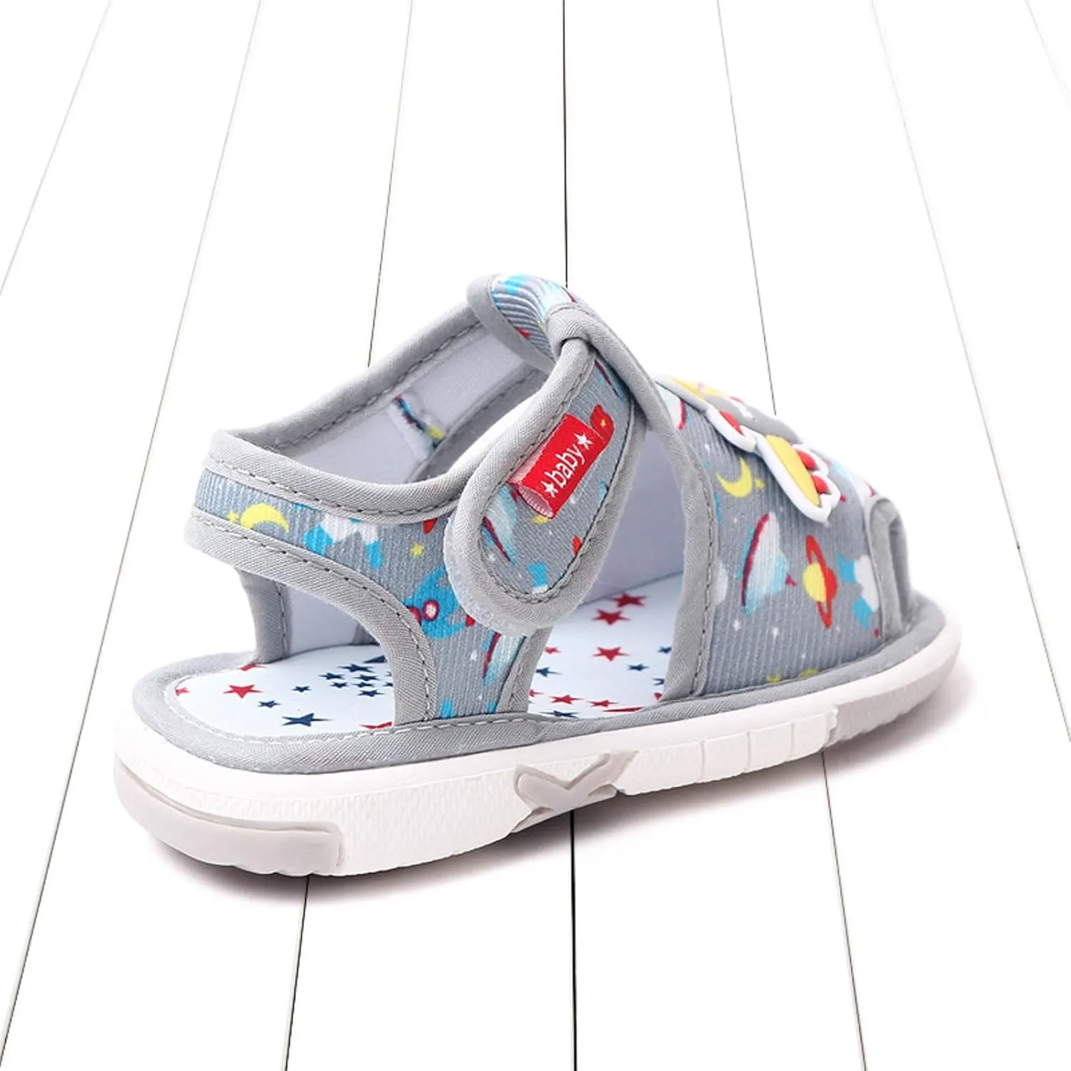 Summer Children Infant infant Shoes Girls Sandals Flat Bottom Non Slio Open Toe Slip Breathable Soft Cartoon Space Pattern Cute Shoes infant Girl